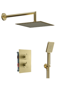 Kit ducha empotrada termostática oro cepillado Alpha Therm AQG