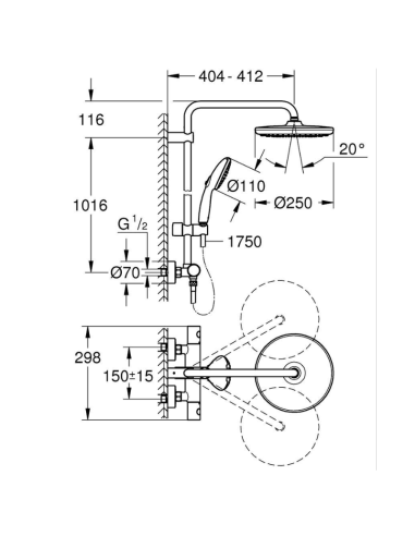 Columna de ducha Tempesta System 250 GROHE | Pereda