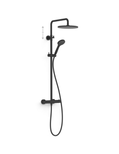 Conjunto de ducha termostático negro telescópico TRES · Pereda