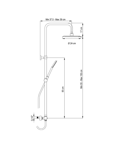 Medidas columna ducha termostática Wind blue RD AQG
