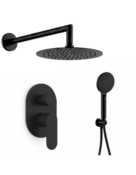 Ducha empotrada negra redonda Nite AQG