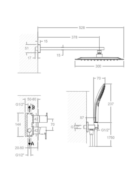 Kit ducha empotrada cuadrada Blautherm RAMON SOLER | Pereda