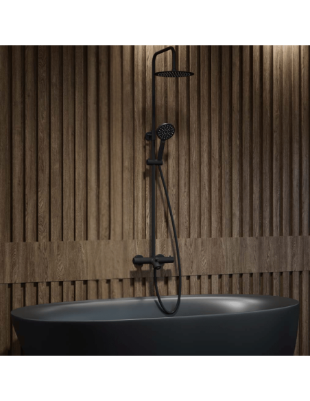 Columna de ducha para bañera Nite AQG Con rociador Atlas R25, de acero inoxidable AISI 304, ultrafino, Ø 25 cm y ducha