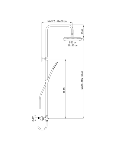 Medidas columna de ducha para bañera Nite AQG