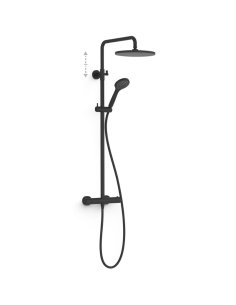 Columna ducha negra termostática telescópica Baseplus TRES