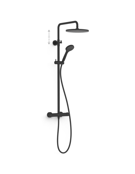 Columna ducha negra termostática telescópica Baseplus TRES