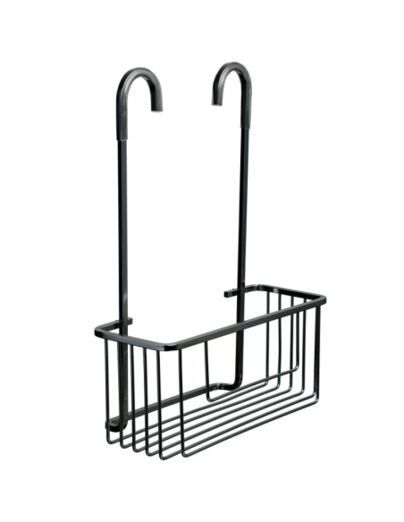 Cesta ducha con colgador grifo negro mate Aluminium TATAY