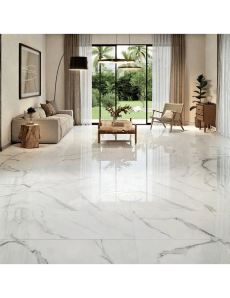 Azulejo porcelánico Siros white pulido 60x120 cm KERABEN