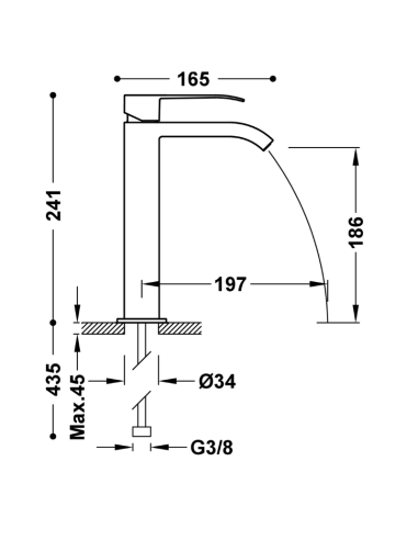 Medidas CUADRO Grifo monomando alto para lavabo-00661001