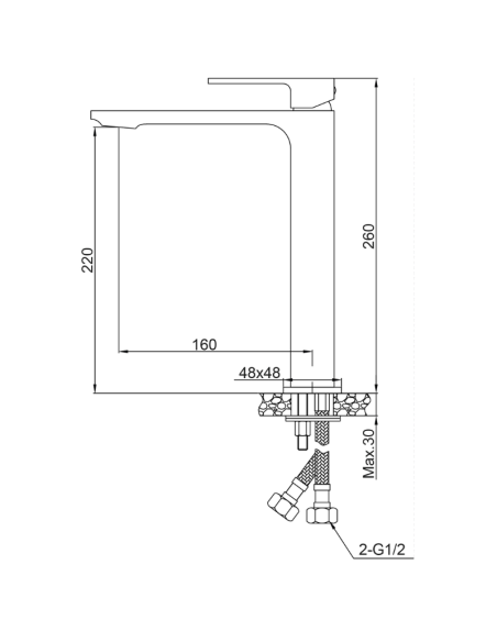 Medidas grifo de lavabo caño alto Bold AQG