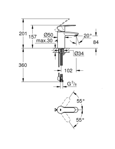 Eurostyle Cosmopolitan Monomando de lavabo 1/2″ Tamaño S 2