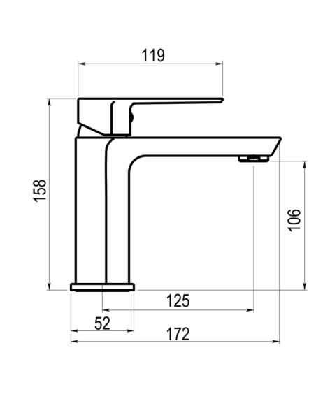Medidas grifo lavabo Aroha cromo Galindo