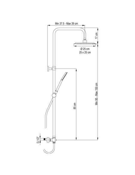 Medidas columna de ducha para bañera Nite AQG
