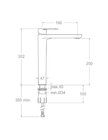 Medidas Alexia monomando de lavabo XL cromo