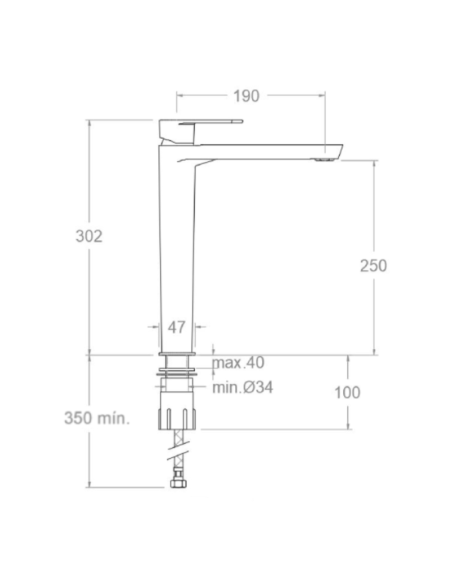 Medidas Alexia monomando de lavabo XL cromo