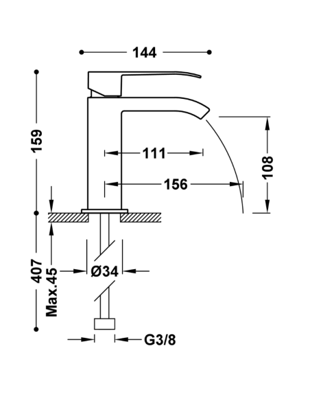 Medidas CUADRO Grifo monomando para lavabo-00611001