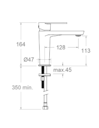 Medidas Alexia monomando de lavabo cromo Ramon Soler
