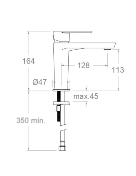 Medidas Alexia monomando de lavabo cromo Ramon Soler