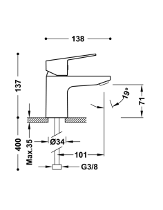 BASE Grifo monomando para lavabo con Tres-duo-21510310 2