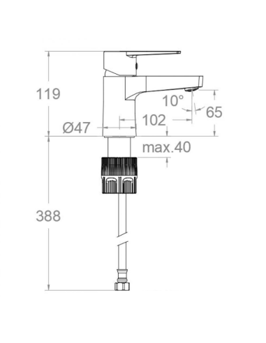 Medidas Titanium Tool Free monomando de lavabo cromo