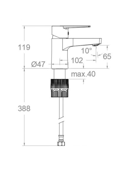 Medidas Titanium Tool Free monomando de lavabo cromo