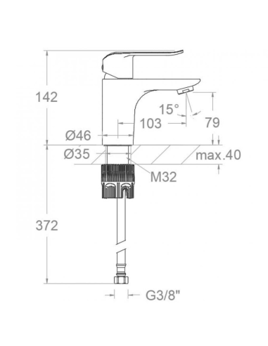 Medidas Ypsilon Plus Tool Free monomando de lavabo cromo