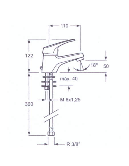 Medidas grifo de lavabo Quatro