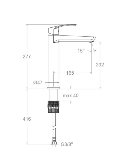 Medidas New Fly Tool Free monomando de lavabo alto cromo