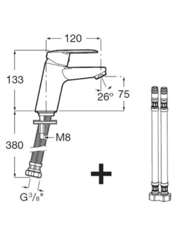 Medidas grifo de lavabo Alfa ROCA