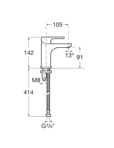 Medidas grifo de lavabo L20 ROCA