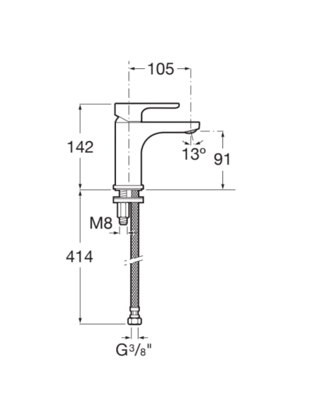 Medidas grifo de lavabo L20 ROCA