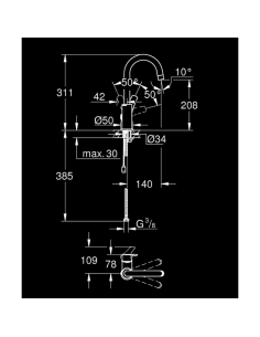 Monomando lavabo Eurosmart L GROHE 2