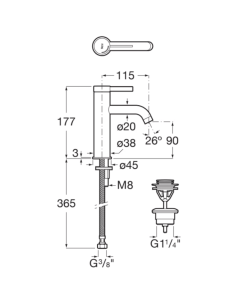 Grifo de Lavabo Ona ROCA Negro 2