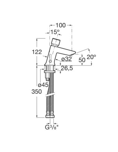 Medidas grifo de lavabo Instant temporizado ROCA