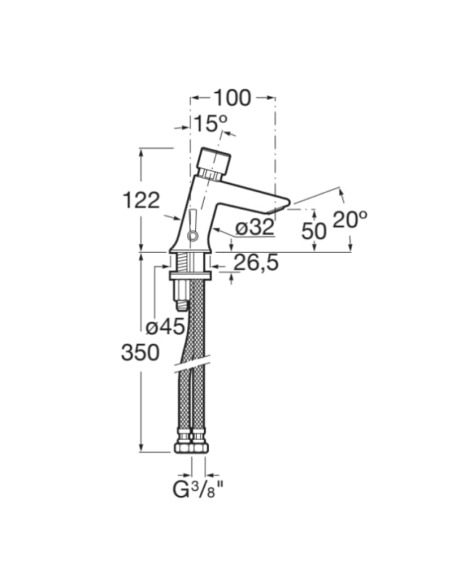 Medidas grifo de lavabo Instant temporizado ROCA