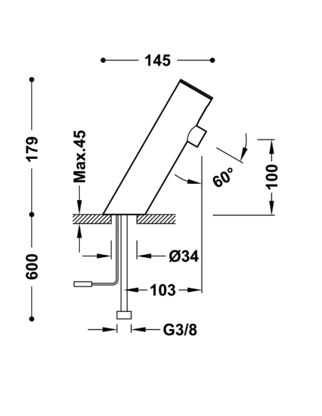 Medidas grifo de lavabo Electronic TRES