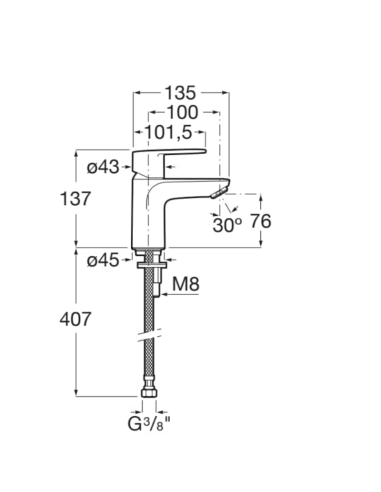 Medidas grifo de lavabo Victoria Plus ROCA