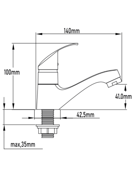 Medidas grifo lavabo 1 agua