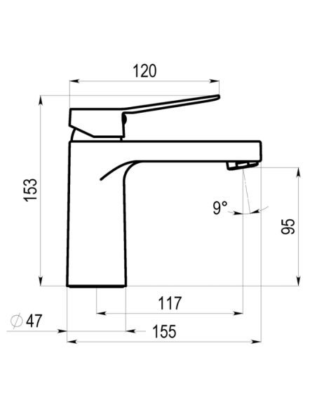 Medidas grifo lavabo Dalma GALINDO