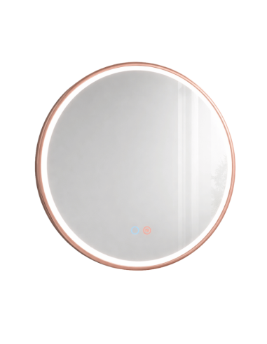 Espejo baño redondo 80 cm oro rosa cepillado