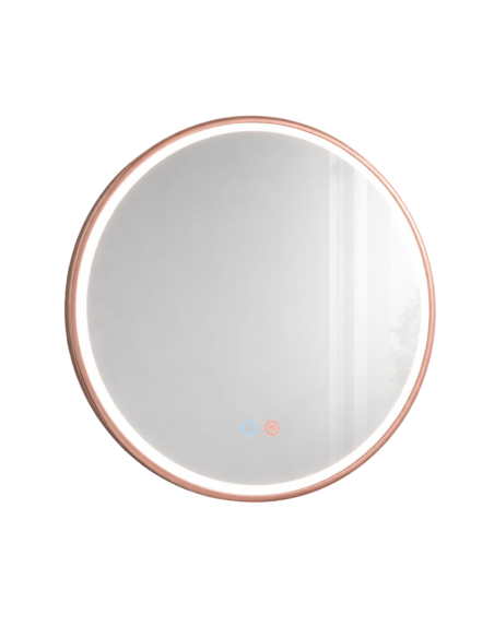Espejo baño redondo 80 cm oro rosa cepillado