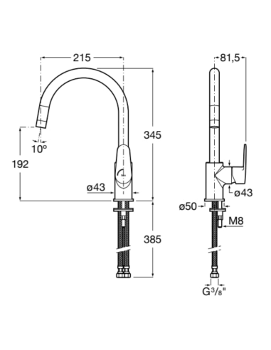 Medidas grifo cocina Roca Victoria