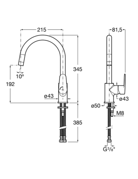 Medidas grifo cocina Roca Victoria