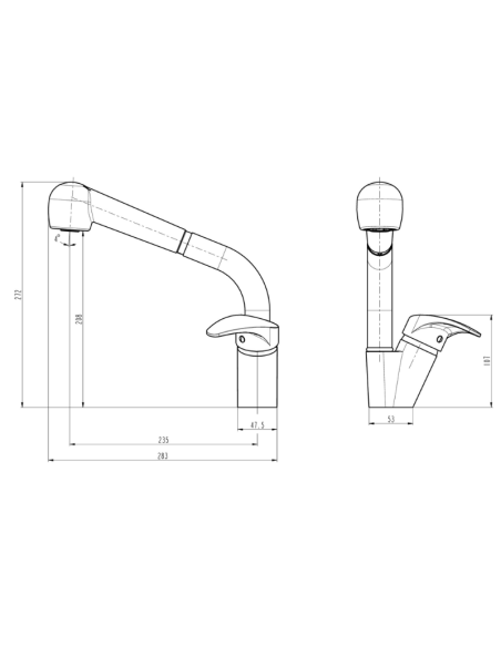 Grifo de cocina con ducha extraíble EC-19 | Fregadero · Pereda