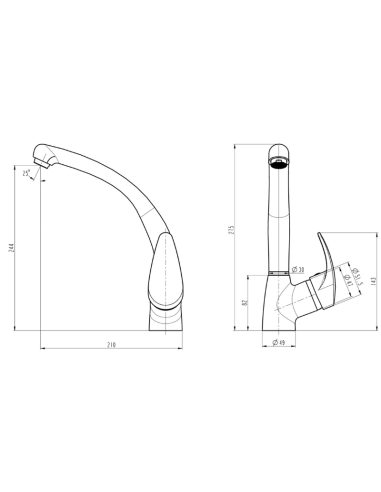 Medidas grifo cocina Medusa EC-18