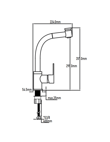 Medidas grifo cocina extraíble Atalaya