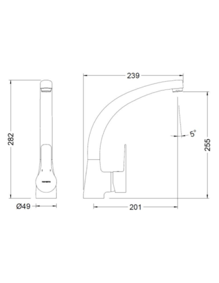 Medidas grifo cocina K8 Genebre