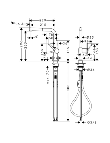 Grifo de cocina Talis M-54 de Hans Grohe | negro · Pereda
