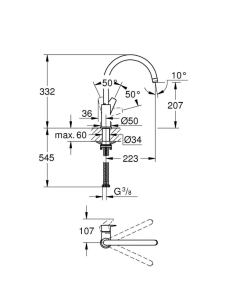 Grifo de cocina Grohe Bauedge 2