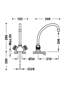 Grifo cocina bimando 123342 TRES 2